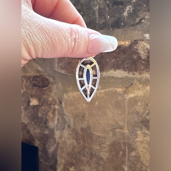 Turkish Two Tone Sterling Sapphire CZ Pendant - Picture 8 of 9